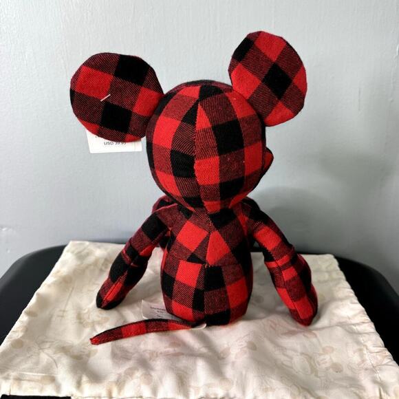 Disney X AE Mickey Mouse American Eagle Special Edition Red Buffalo Plaid Plush - Picture 6 of 12